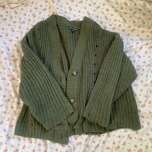 Forest Green Chunky Oversized Cable Knit Cardigan